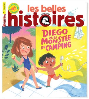 Couverture du magazine Les Belles Histoires n°619, juillet 2024 - Diego et le monstre du camping.
